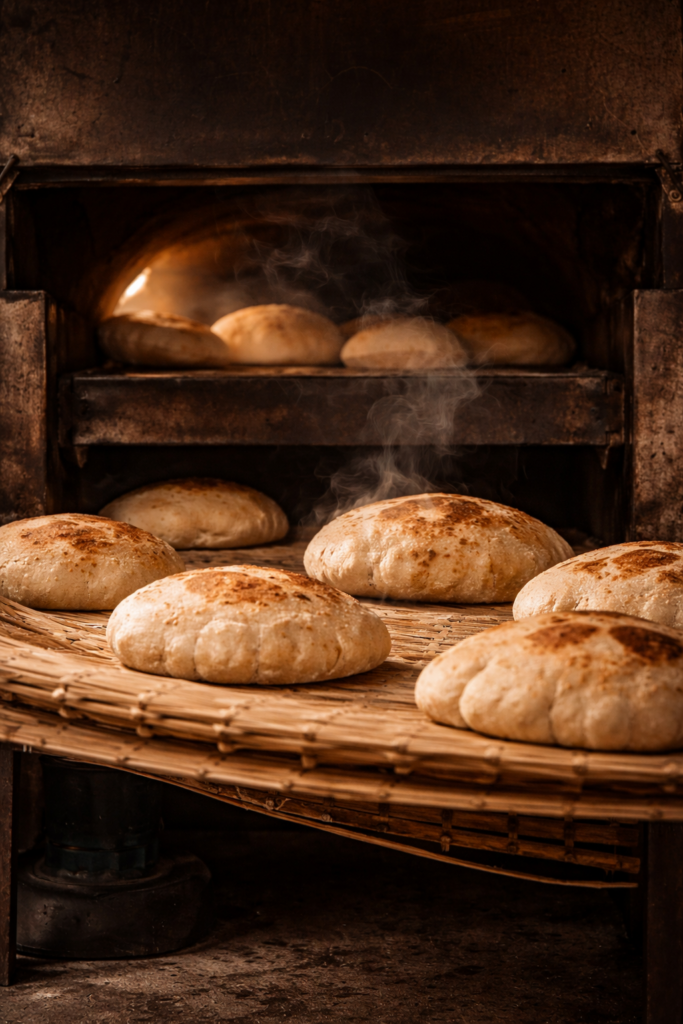 Freshly baked Baladi Bread