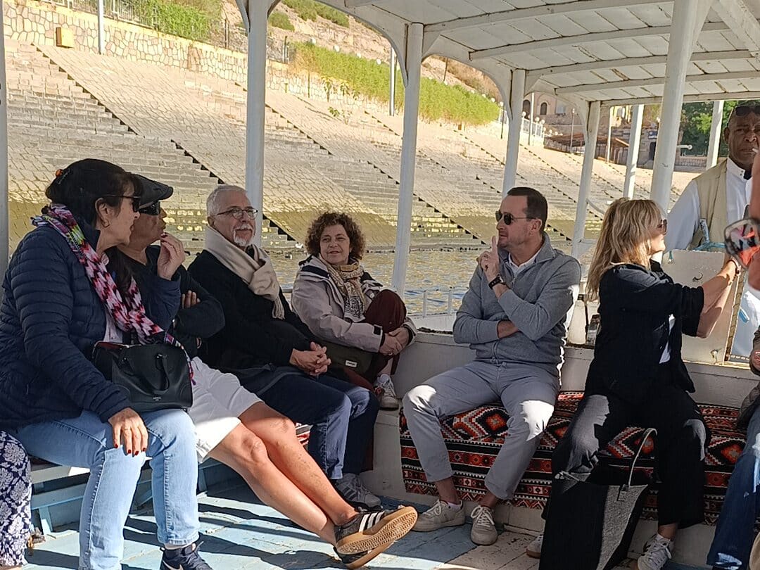 Tourists on boat in nile river tarot tours 